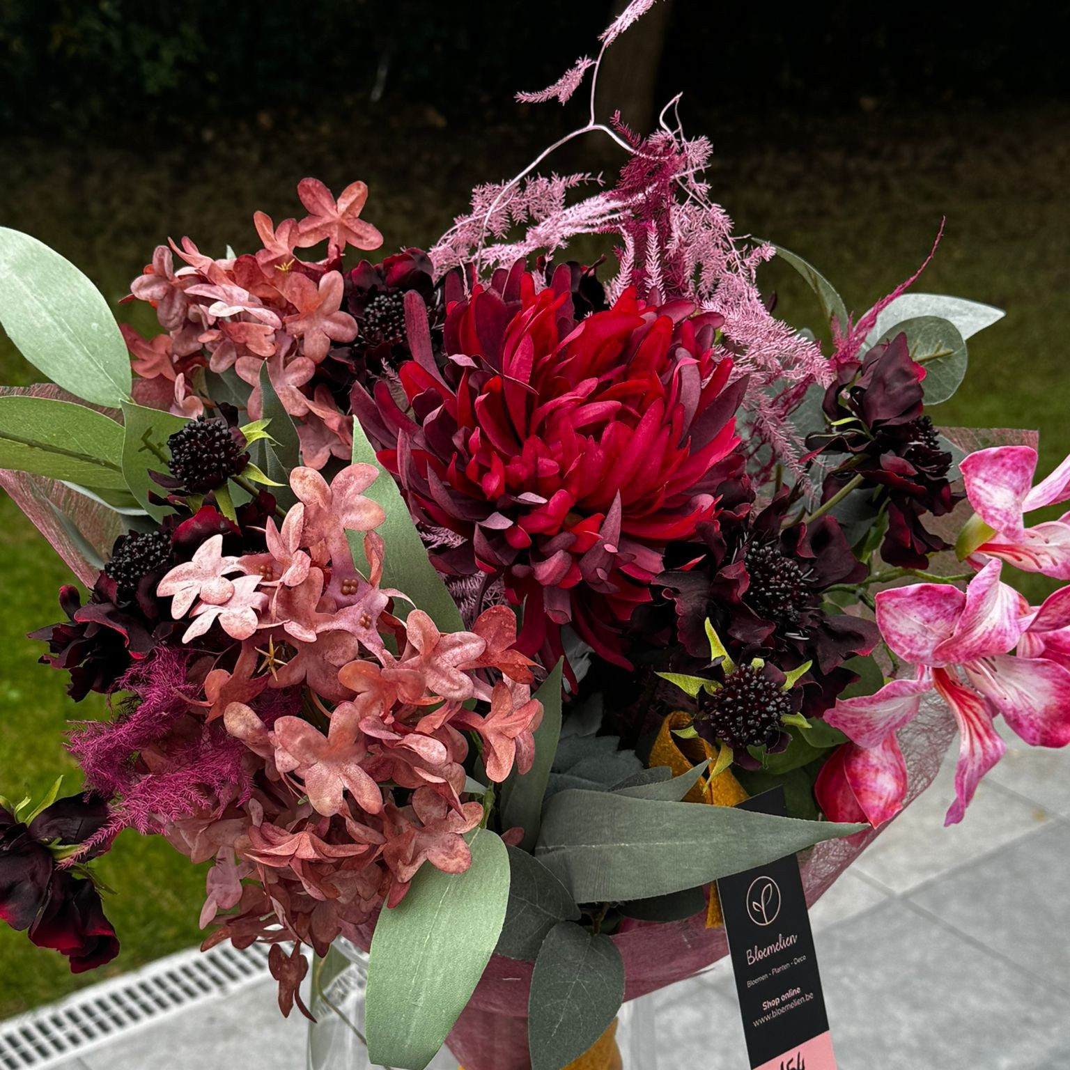 Zijden boeket bordeaux